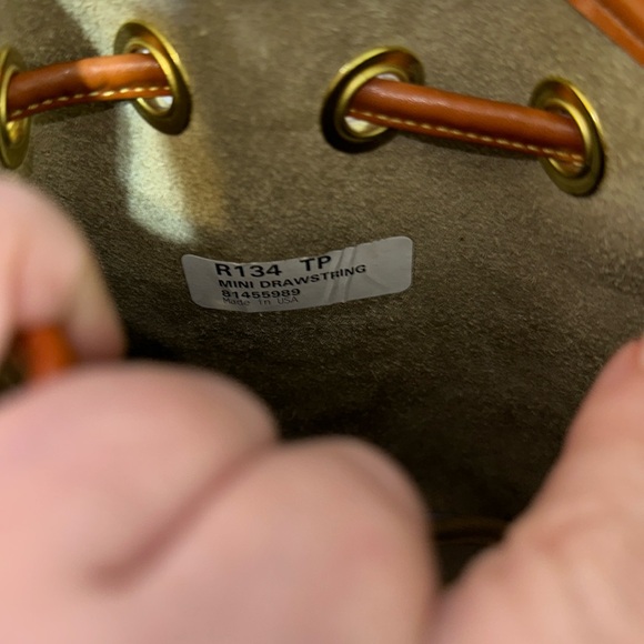 Vintage Dooney & Bourke Mini drawstring. R134 in Taupe. - Picture 6 of 10